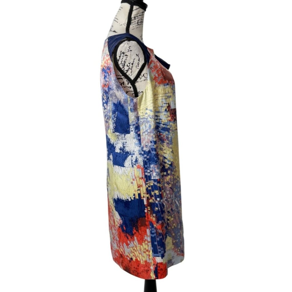 Hanii Y Womens Size IT 44 / US M Silk Dress Sleeveless Abstract Ocean Blue NEW - Picture 3 of 9